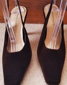 Karen Scott brown velvet slingback heels 8